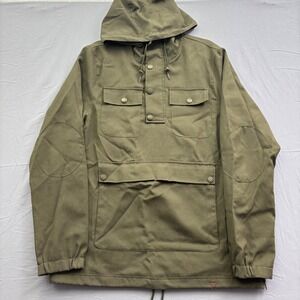 Dravus Heading Nowhere Mens Anorak Jacket Olive Green Plaid Hood Pullover M